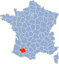 Locator map of France for archdiocese of Auch