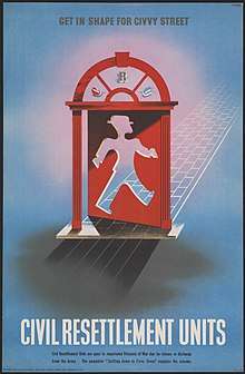 A stylised man wearing a hat steps through a door to follow a paved path winding upwards across a blue background.