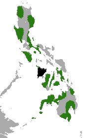 Scattered populations in the Philippines and extinct in the central Philippines