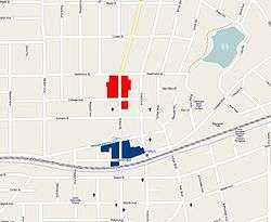 Location of Glen Ellyn Downtown North Historic District (dark blue) within Glen Ellyn