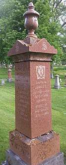 Captain Sutherland gravestone, in the Cataraqui Cemetery in Kingston, Ontario.