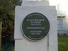 Green Plaque at 9 Oakfield Road, Clifton, Bristol to honour the house of Eliza Walker Dunbar