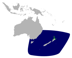 Map showing distribution of grey-faced petrels.