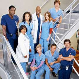  A photo displaying the original core cast members, of Grey&#39;s Anatomy