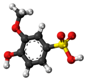 Ball-and-stick model of the guaiacolsulfonate molecule