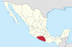 Map of Mexico with Guerrero highlighted