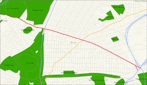 Map of East Bronx with Gun Hill Road in red