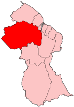 Map of Guyana showing Cuyuni-Mazaruni region