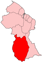 Map of Guyana showing Upper Takutu-Upper Essequibo region