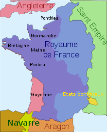 A map showing the location of Gascony in the south west of fourteenth century France