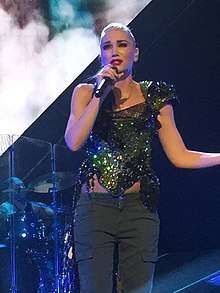 Color picture of singer Gwen Stefani performing "Rare" in 2016.