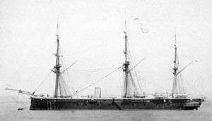 HMS Defence, a battleship of 1861, as she looked after 1866