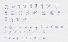 Cursive letters and numbers as usually taught in Italy.