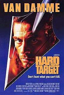 Film poster with a gradient background fading from black to blue. In the middle is the head of an arrow with the character Chance's reflection in it. At the top of the poster is the name "Van Damme" in capital letters. At the bottom left corner is the film's title, production staff and cast and catch slogan stating "Don't Hurt What You Can't Kill".