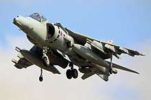A Harrier in No. 1 Squadron markings at RAF Cottesmore.
