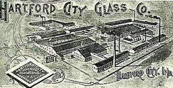 old drawing of a glass factory