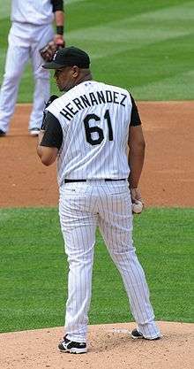 The back of a Colorado Rockies uniform, displaying Liván Hernández's last name and his number, 61