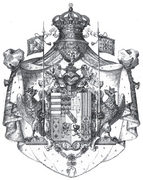 The coat of arms of the Duchy of Lorraine circa 1697