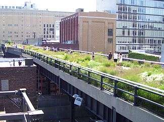 View of the High Line aerial greenway in New York, looking south at 20th Street.