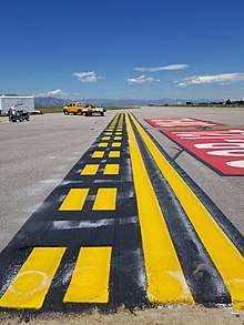 A newly painted Runway Holding Position Marking