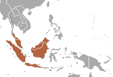 Malay peninsula, Sumatra, Java, and Borneo