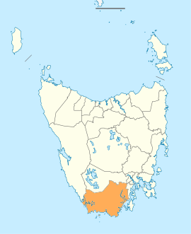Map showing Huon Valley LGA in Tasmania