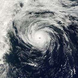 Satellite imagery of a compact and intense hurricane southeast of Newfoundland
