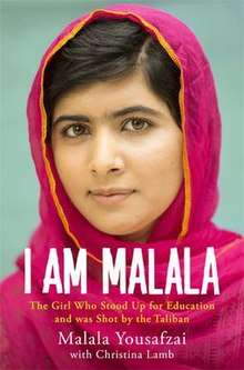 Malala Yousafzai wearing a pink hijab