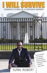 Cover of the book showing the author, Sunil Robert, in front of the white house