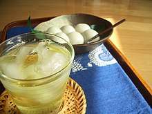 Iced green tea with dango