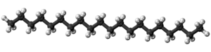 Ball and stick model of the icosane molecule