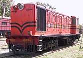 Faded red locomotive