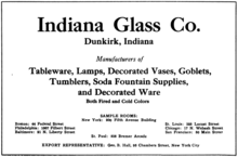 old advertisement for Indiana Glass and its showrooms