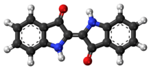 Ball-and-stick model of the indigo dye molecule