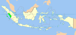 Map indicating the location of West Sumatra in Indonesia