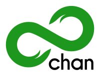 A green infinity symbol left of the word chan.