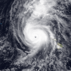 Hurricane Iniki south of Hawai'i on September 11, 1992