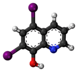 Ball-and-stick model of the diiodohydroxyquinoline molecule