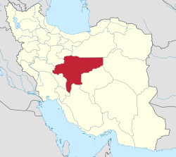 Map of Iran with Esfahan highlighted