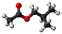 Ball-and-stick model of the isobutyl acetate molecule