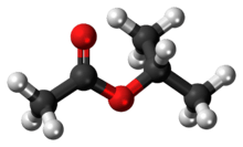Ball-and-stick model of the isopropyl acetate molecule