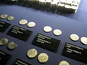 coins in a display case