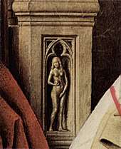 Representation of Eve shown on the arm of the throne