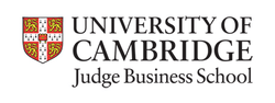 Cambridge shield and name, with "Judge Business School" below
