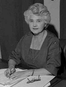 Black and white photogragh of Jennie Lee, seated.