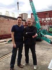 Jez Bond and the late Alan Rickman pictured on the roof of Park Theatre while it was still under construction in 2012