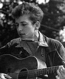 Photo of Bob Dylan at the Civil Rights March on Washington, D.C. in 1963.