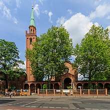 The mosque is located in a part of the building of the Johanniskirche in Berlin-Moabit