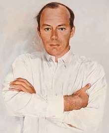 painted portrait of Berkey in a white shirt