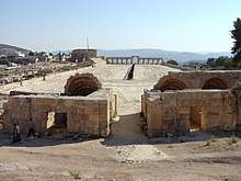 Ancient Roman Hippodrome chariot racing oval in Jerash